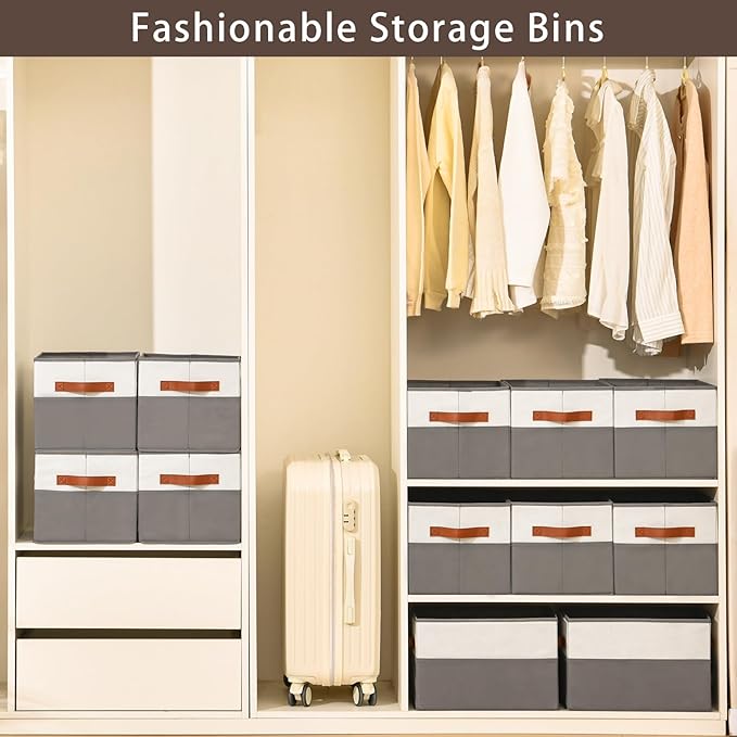 6 Pack Large Storage Bins with Handle,Collapsible Storage Basket for Shelves,Fabric Closet Organizer for Organizing Clothes B