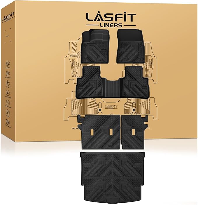 LASFIT Floor Mats & Backrest Mats & Cargo Mat for Nissan Rogue 2026 2025 2024 2023 2022 2021 (Not Fit Rogue Sport), All Weather TPE Custom Fit Floor Liners Car Mats Accessoires, Black