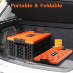 Mymazn Trunk Crate Organizer with Cooler for Car, Collapsible Plastic Trunk Lid Organizer Box for Travel, Groceries, Sports,