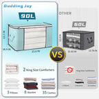 Budding Joy 90 L Large Storage Bags, 6 Pack Clothes Storage Bins Foldable Closet Organizer Storage Containers Storage and Org
