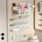 Wall-Mounted Hair Dryer Holder Styling Tool Organizer 4-Shelf Storage Wire Basket with Hook Heat Safe Rack for Hair-Straighte
