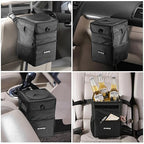 Ryhpez Car Trash Can with Lid - Leakproof Trash Bin Car Garbage Can, Collapsible Automotive Truck Organizer and Storage Bag Car Accessories for Women Men Road Trip Essentials