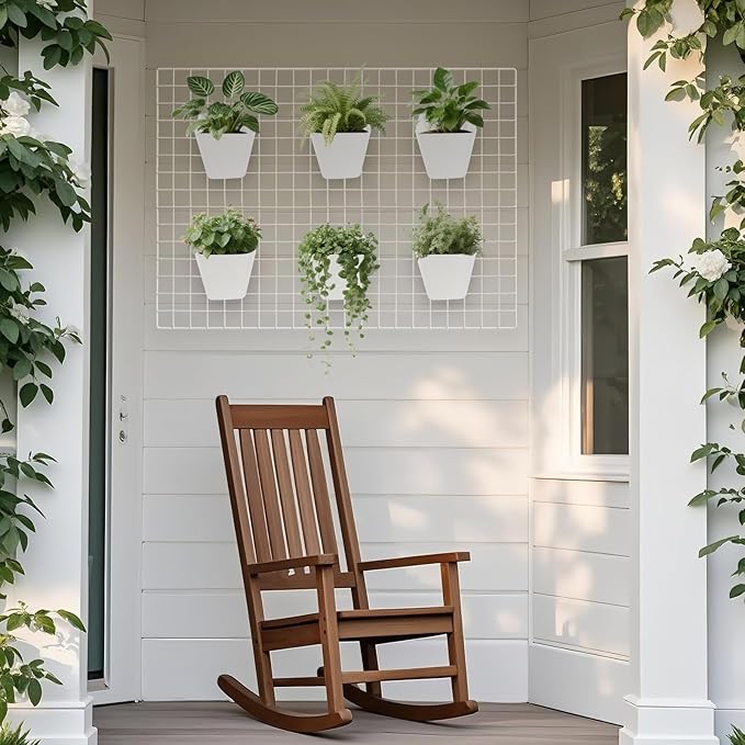 G.CORE Large Grid Wall Bins - 6Pack White Gridwall Accessories Hanging Cups with Back Hooks - Plastic Grid Wall Panels Organi