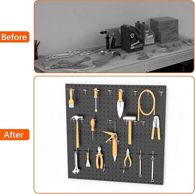100PCS Metal Pegboard Wall Organizer, 30×60cm Pegboard Panels Tool Organizer Kit, Peg Board Utility Tool Storage for Garage W