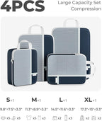 Percover Compression Packing Cubes 4-Piece Set, Packing Cubes Compression for Travel with Label Pockets, Travel Organizer for
