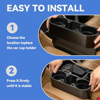 Car Cup HolderSeat Wedge Cup Holder for Car, Seat Gap Filler Cup Organizer Storage Box with Coaster (Black 1Pcs)
