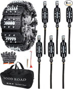 KYX Tire Chains for Car/SUV/Pickup Truks, Adjustable Universal Emergency Snow Chains for Tire, 8.7-11.1 inch, Small, 6 Pcs