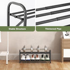 2-Tier Shoe Rack for Closet, 16"-32" Expandable ShoeRack, Adjustable for Entryway Closet Doorway SturdyMetal, Black