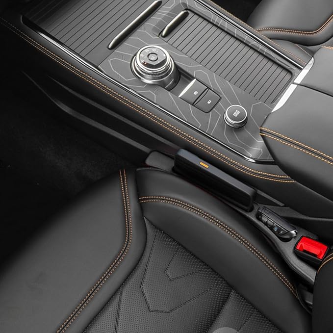 Car Seat Gap Filler Organizer Compatible with Ford Explorer Accessories Seat Gap Plug Blocker with Storage Slot Non-Slip Car Cup Holder Coaster Black