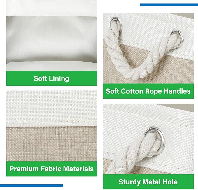 Bidtakay Small Baskets Fabric Storage Baskets for Organizing 3-Pack 12x8x5 Inch Collapsible Storage Bins for Shelves Canvas B