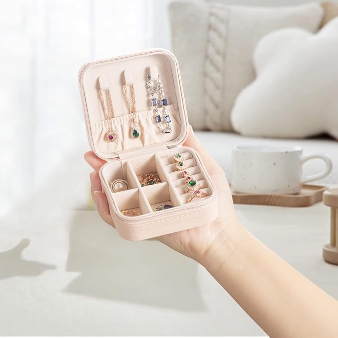 5pack/PU Leather Travel Jewelry Case, Mini Jewelry Box, Small Jewelry Organizer Portable Display Jewelry Storage Case for Rin