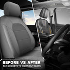 CAR PASS Leather Car Seat Covers Breathable Seat Cover Full Sets Airbag Compatible for Most Cars, SUVs, Trucks, and Vans (Ful