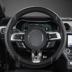 West Llama Car Steering Wheel Cover for Ford Escape,Explorer,Fusion,Focus,Bronco,Transit,Edge(Diamond Quilted - Black+Gray- S
