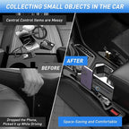 Car Seat Gap Filler 2Pack, Inserts Between Seats Console with Organizer Storage Upgraded Phone Holder Car Side Seat Gap Fillers Cars Front Seats Fill Plug Car Essentials for Vehicle SUV Truck (Black)