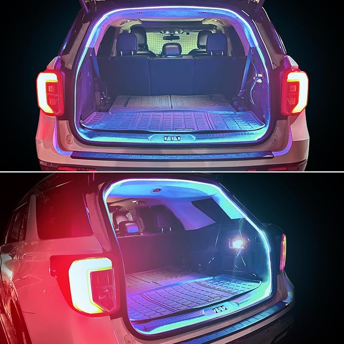 HOLDCY Car LED Strip Lights - Trunk Cargo Ambient Lighting, Ice Blue 7000K, 177.16 inches Flexible Cuttable LED Light Strip, Easy Install, Waterproof, Universal Fit for Car Trunks, SUVs, and Vans