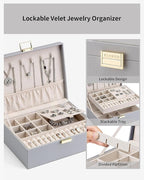 Vlando 2 Layer Jewelry Box Large Jewelry Organizer for Women Removable Jewelery Tray for Necklace Earrings Rings Bracelets Je