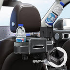 Multifunctional Car Seat Back Organizer Box with Drink Cup Holder, Makeup Mirror, Tissue Box& Hooks for Car Seat Back, New Upgrade Car Headrest Backseat Organizer Suitability for Wife, Girlfriend