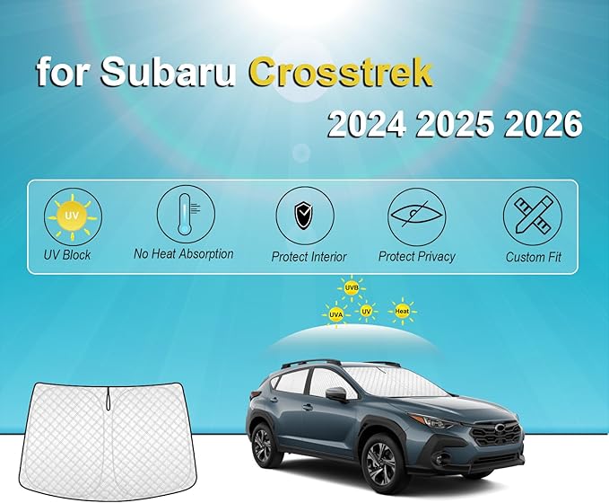 KMF 8pcs Thicken Sun Shades for Subaru Crosstrek 2024 2025 2026 Accessories,Full Car Window Covers Sunshade for Windshield Side Rear, UV Block and Blackout Privacy for Camping Outdoor