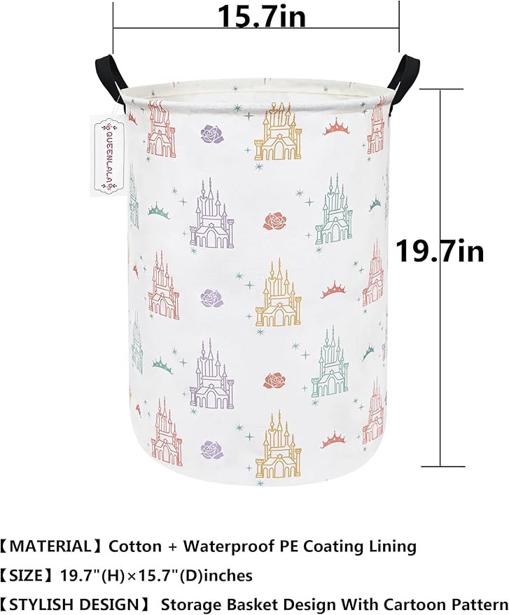 QUEENLALA Large Storage Basket,Laundry Hamper/Bathroom/Home Decor/Collapsible Round Storage Bin,Boys and Girls Hamper/Boxes/C