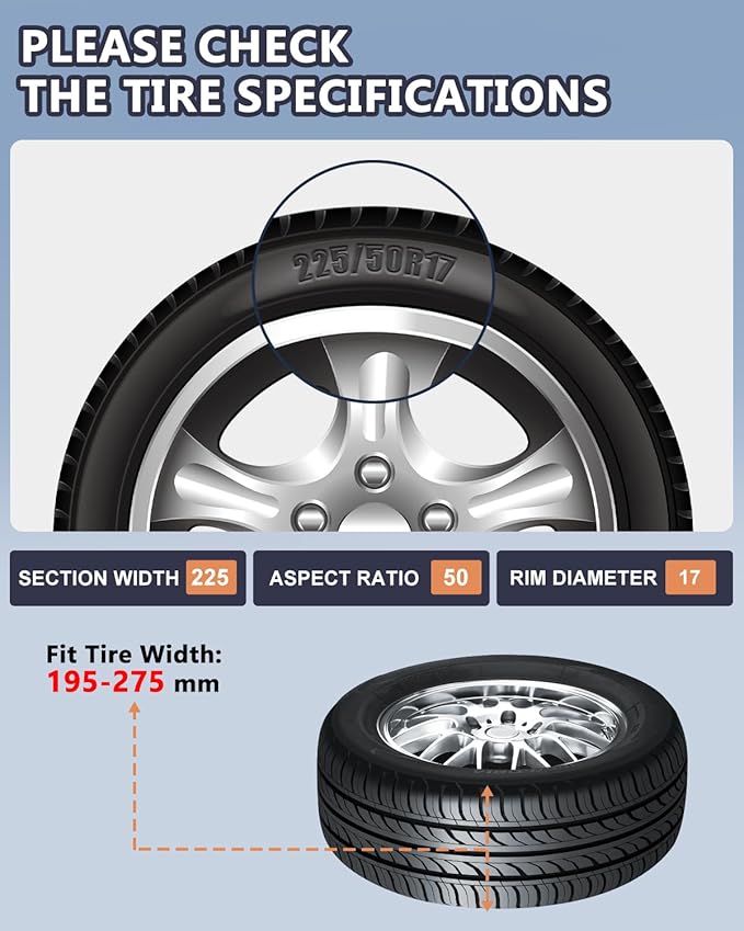 SCITOO 195-275mm Snow Chains for Car SUV Pickup Trucks,Quick Easy Installation Tire Traction Chain,Adjustable Universal Emerg