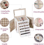 BOOVO Jewelry Box For women, 6 Layer Large Jewelry Organizer With Mirror, Multi-Function Storage Box With Lock, Accessory Hol