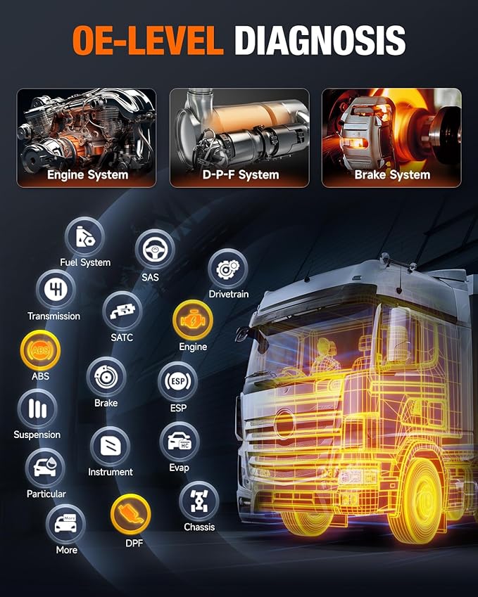 ANCEL HD3400 Pro Heavy Duty Truck Scanner | DPF Regeneration, Lifetime Free Update, Compatible with Commercial Vehicles with