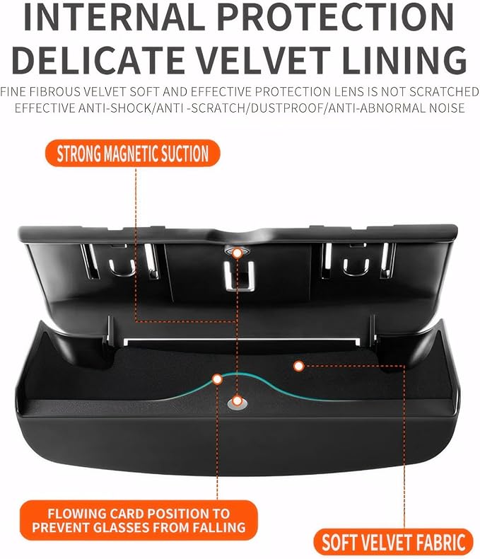 Sunglasses Holder for Car, Universal Car Visor Glasses Storage Case, Auto Eyeglasses Organizer Protective Box with Hidden Magnetic Closure, Vehicle Visor Accessories