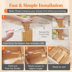 Lifewit 4" High 8 Pack Bamboo Drawer Dividers 31-40cm/12-16 Adjustable Wooden Drawer Organizer for Clothes/Utensils, Expandab