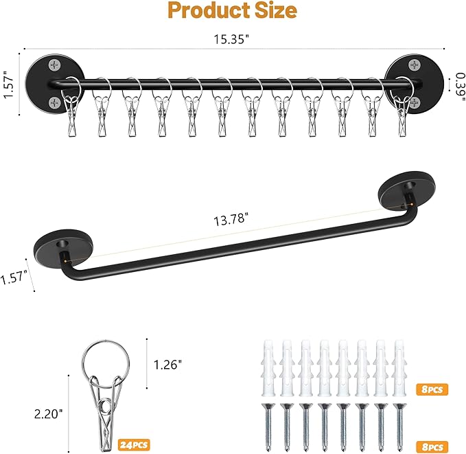 2 Pack Metal Hat Organizer for Baseball Caps with 12 Large Clips, Wall-mounted Hat Rack Holds up to 24 Hats, Hats Hanger Hold