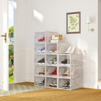 AWTATOS Shoe Storage Boxes, Thickened Shoe Storage Organizer with Clear Magnetic Door, Stackable Shoe Container with Lids, Co