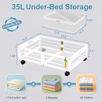 Under Bed Storage Containers with Wheels, Larger Bamboo Wood Under Furniture Storage Containers with Dust Bags，Rolling for Sh