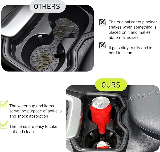 Cup Holder Insert, 3D Center Console Cup Holder Organizer, Anti-Slip Shockproof Drink Holder Liner, Compatible with 2020-2024