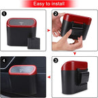 Accmor Car Trash Can with Lid, 2 Packs Mini Vehicle Trash Bin Car Dustbin Garbage Organizer Holder with 2 Roll Trash Bag, Portable Hanging Leakproof Cars Storage Bag Container for Auto, SUV (Red)