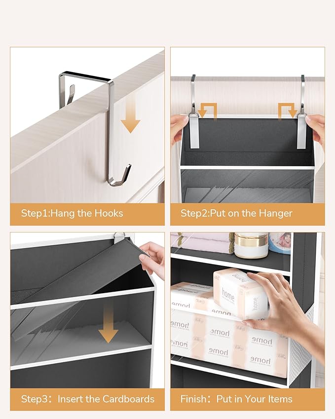 ULG 1-Pack Over Door Organizer with 5 Large Pockets 10 Mesh Side Pockets, 44 lbs Weight Capacity Hanging Storage Organizer wi