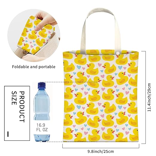 Cute Car Trash Can, Hanging Canvas Car Back Seat Organizer and Storage Bag, Funny Car Trash Bag For Travelling, Outdoor Cute Yellow Duck