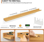 Fun Memories Picture Ledge Shelves Set of 2, 55 Inch Rustic Wall Mounted Floating Shelves with Lip for Home Storage and Décor