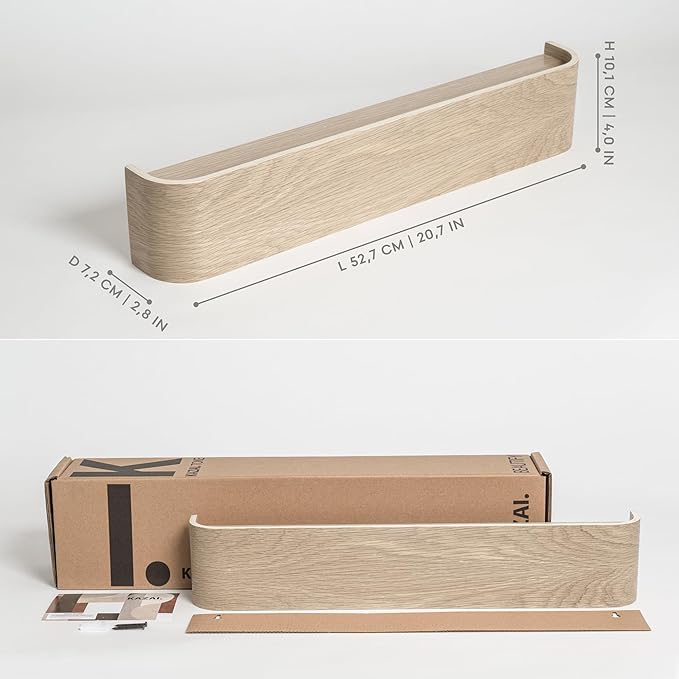 Kazai. Wall-Mounted Coat Rack 'Toke' - Modern Design Coat Rack with Hidden Wall Hooks - Solid Wood Veneer Panel Coat Hanger -