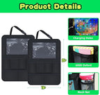 Car Organizer Kick Mats Back Seat Protector, Car Back Seat Organizer with Tablet Holder Pocket for Kids, Travel Accessories with 10 Storage Pockets, 2 Pack