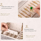 TOFUNTOY Jewelry Organizer Box, Large Jewelry Boxes for Women, 3-Layer Jewelry Holder Organizer for Necklace Earrings Rings B