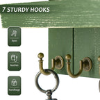 Farmhouse Pine Wood Key Holder Wall Mount - Key Holder for Wall with Floating Shelf Put Mail and Perfume - Rustic Key Hanger 