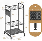 Garden Tool Organizer, Garage Tool Storage Rack, Heavy Duty Metal with Side Pegboard & Adjustable Hooks, Utility Racks for Sh