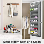 SLEEPING LAMB Over The Door Shoe Organizer for Closet with Large Deep Pockets, Narrow Shoe Rack for Door Hanging Boots Storag