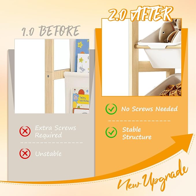 EXPERLAM Toy Storage Organizer with Bookshelf - 12 Storage Bins 4-Tier Multipurpose Shelf to Organize Toys and Books for Kids