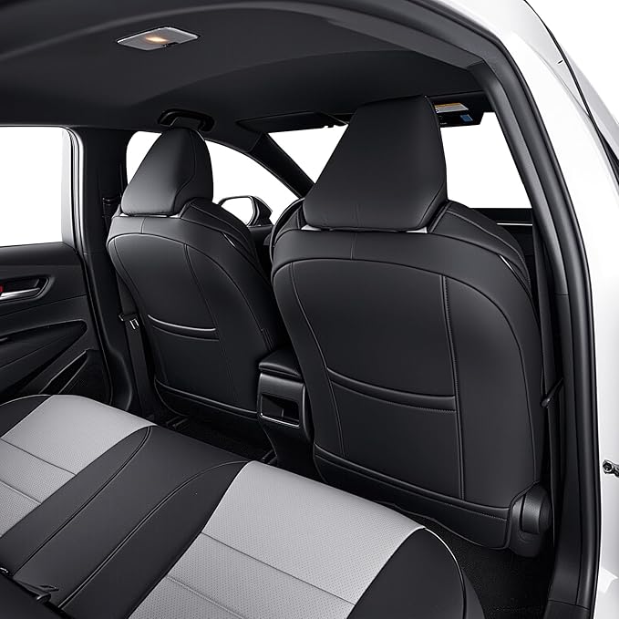 HKZ Fit RAV4 Car Seat Cover Set for 2013 2014 2015 2016 2017 2018 Toyota RAV4 Limited XLE SE Platinum Adventure-Leather(Black