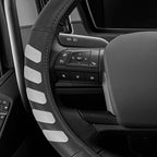 Caterpillar 18" Steering Wheel Cover for Semi Trucks - Black with Grey Trim, Synthetic Leather, Odorless and Durable for All Seasons - Bundle with Air Freshener