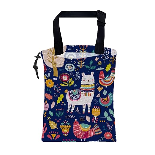 Car Garbage Bag Colorful Llama Flowers and Birds Hanging Canvas Car Trash Bag Waterproof Drawstring Car Back Seat Organizer for Car Back Front Seat Console with Adjustable Buckle