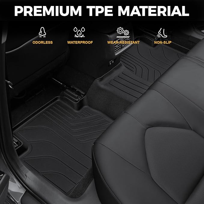 Floor Mats for Toyota Camry 2018-2024, All Weather Floor Mats Trunk Cargo Liner and Door Sill Guards Accessories, Full Coverage Set (Not fit AWD or Hybrid Models)
