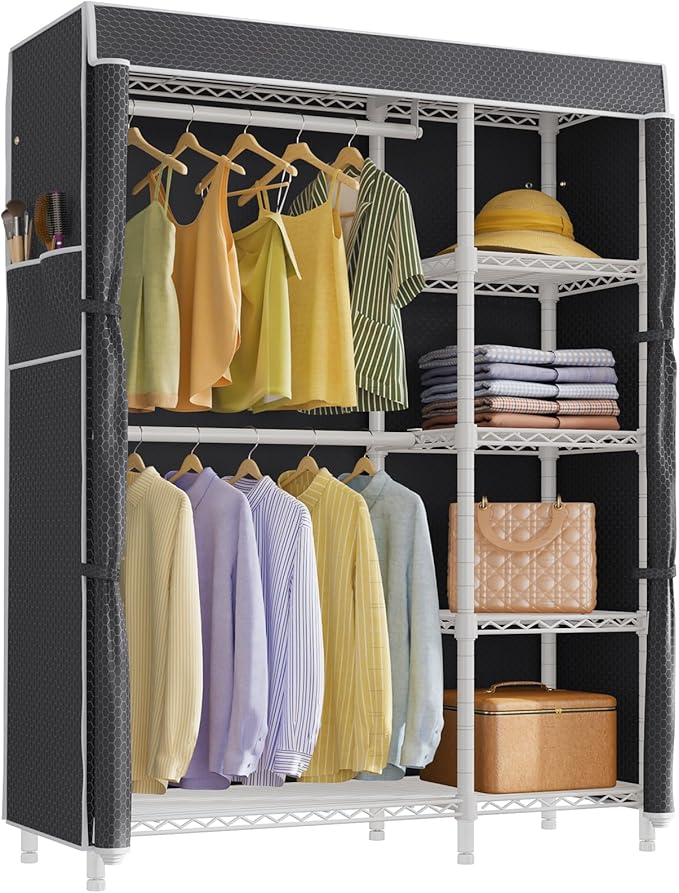 VIPEK V7C Garment Racks with Cover Portable Closets for Hanging Clothes, Heavy Duty Clothes Rack with Shelves Metal Closet Wa