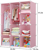 VIPZONE Baby Dresser, Kids Closet Organizers, Portable Kids Wardrobe for Closet, Bedroom, Nursery, Cubby, Cabinet, Clothes, D