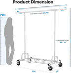 HOKEEPER Clothes Rack Collapsible Clothing Garment Rack Capacity 525LBS Clothing Racks on Wheels Heavy Duty Rolling Clothes R